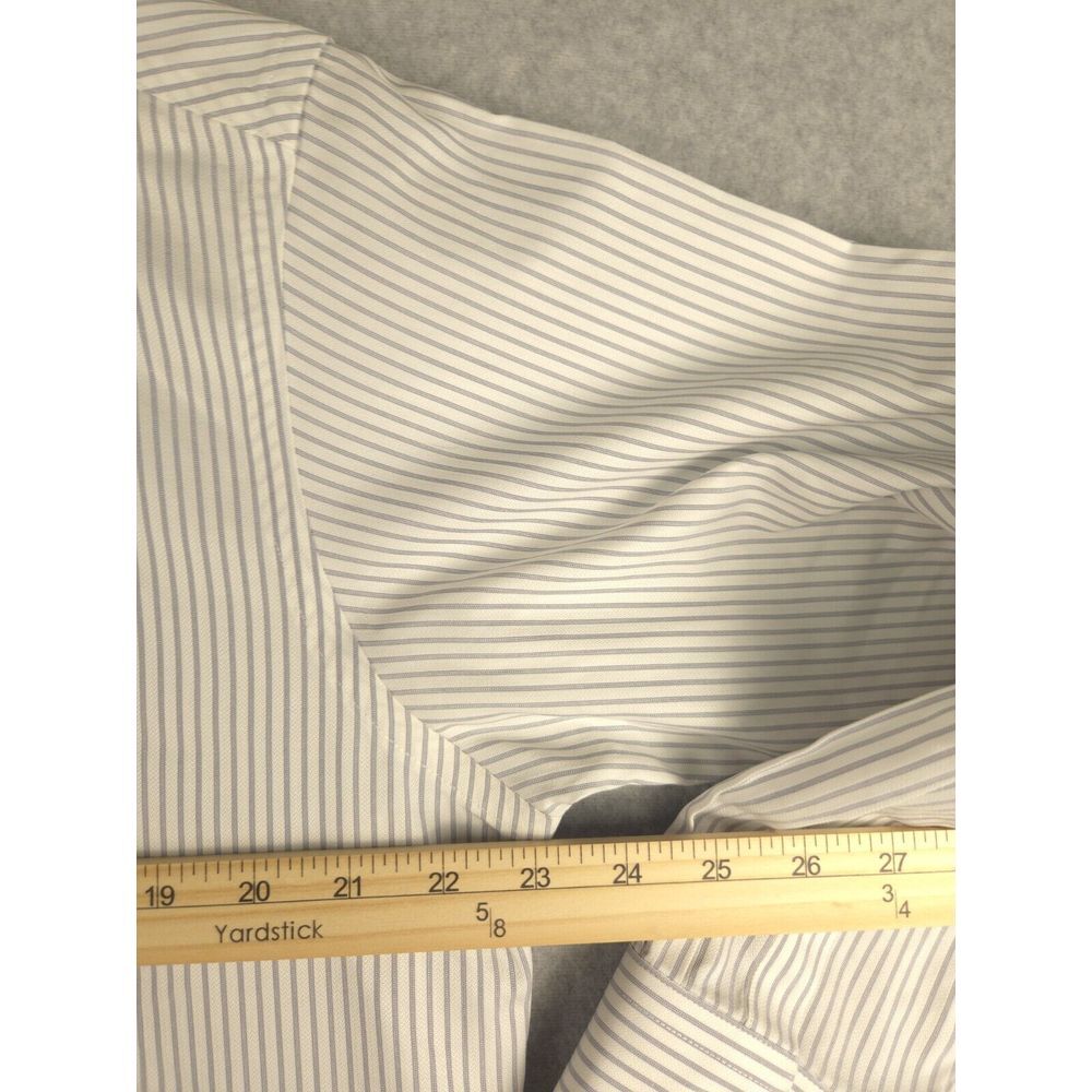Jhane Barnes Men's Dress Shirt 18-32/33 Long Sleeve Large White Silver Stripe - Picture 7 of 8